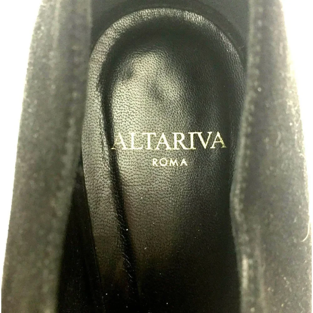 ALTARIVA Roma Women's Pointed Heels‎ Vero Cuoio Sandal Black Closed Toe Size 40